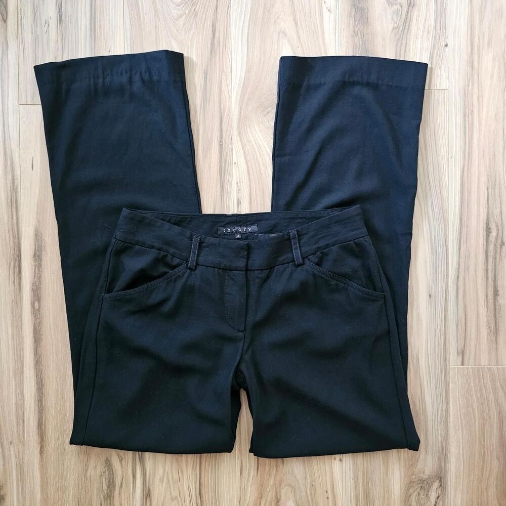 Theory Office siren Low Rise Black Straight Leg Trousers